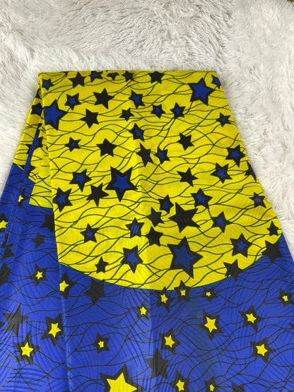 Blue and yellow African Fabric/African prints/ Ankara fabric/ African fabric per yard/ African fabric for crafts/ African fabric/MK103