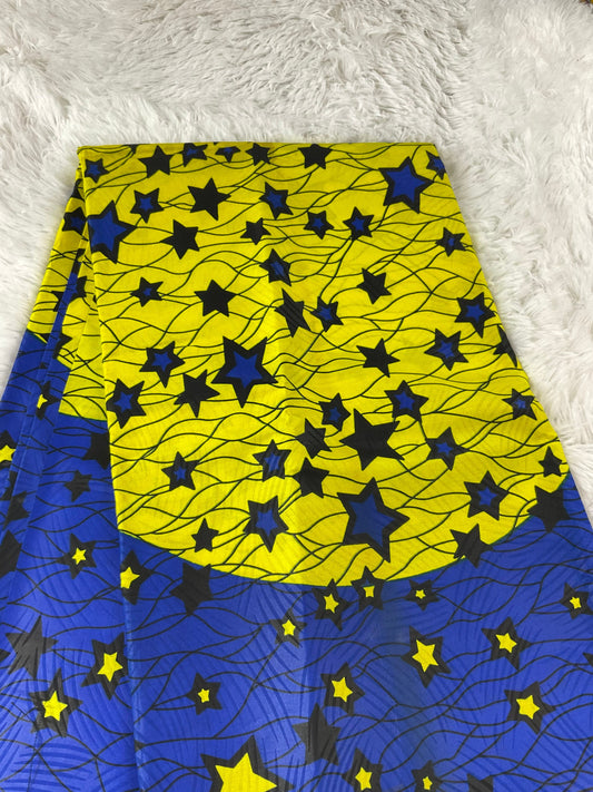 Blue and yellow African Fabric/African prints/ Ankara fabric/ African fabric per yard/ African fabric for crafts/ African fabric/MK103