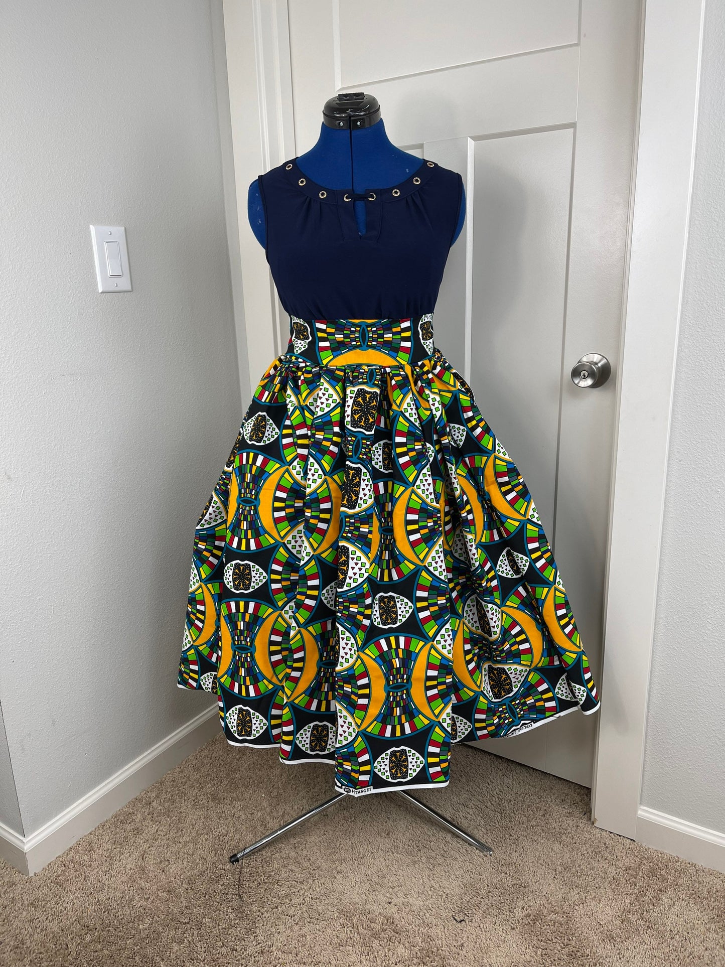 African midi skirt/Ankara Short Skirt With Pockets/VA80