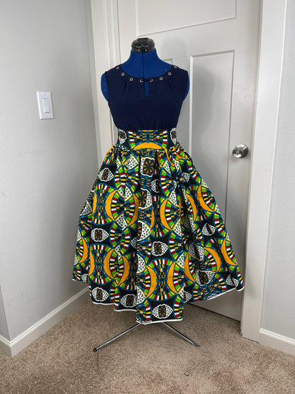 African midi skirt/Ankara Short Skirt With Pockets/VA80
