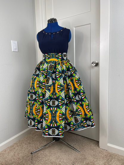 African midi skirt/Ankara Short Skirt With Pockets/VA80