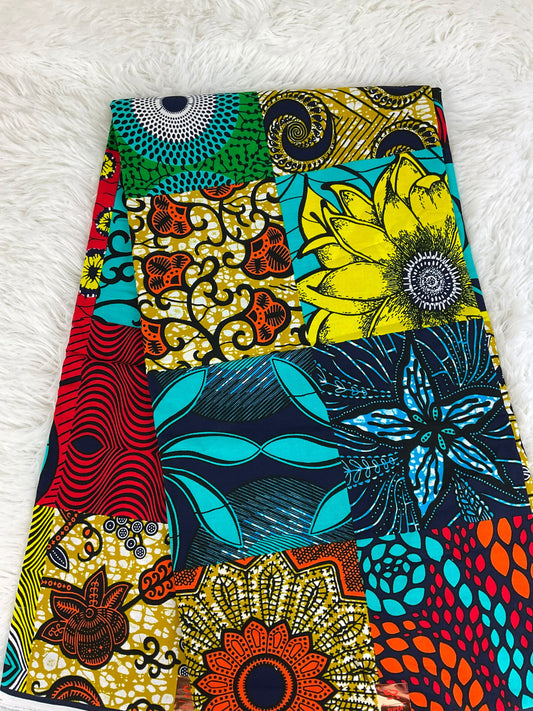 African Fabric/African Print Fabric/Ankara-Black,Orange Spiral Design/African Clothing/African fabrics 6 yards/MK169/African Dress/Fabric