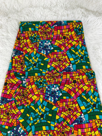 Multicolor African Fabric/African prints/ Ankara fabric/ Wax print for dress/ African fabric by the yard/ African headwrap/MK471