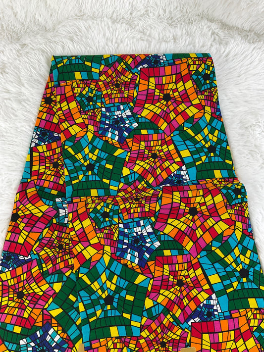 Multicolor African Fabric/African prints/ Ankara fabric/ Wax print for dress/ African fabric by the yard/ African headwrap/MK471