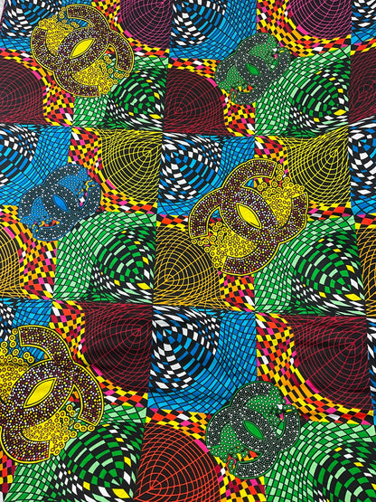 Green and golden yellow/African Fabric/African prints/ Ankara fabric/ African wax/African fabric per yard/ Wholsale fabric/MT21