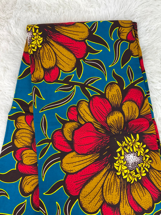 African FabricAfrican Print Fabric/ African fabric for apparels/ Ankara-Pink and Blue Floral Design/Ankara fabric/african cotton/MK704/Scrap