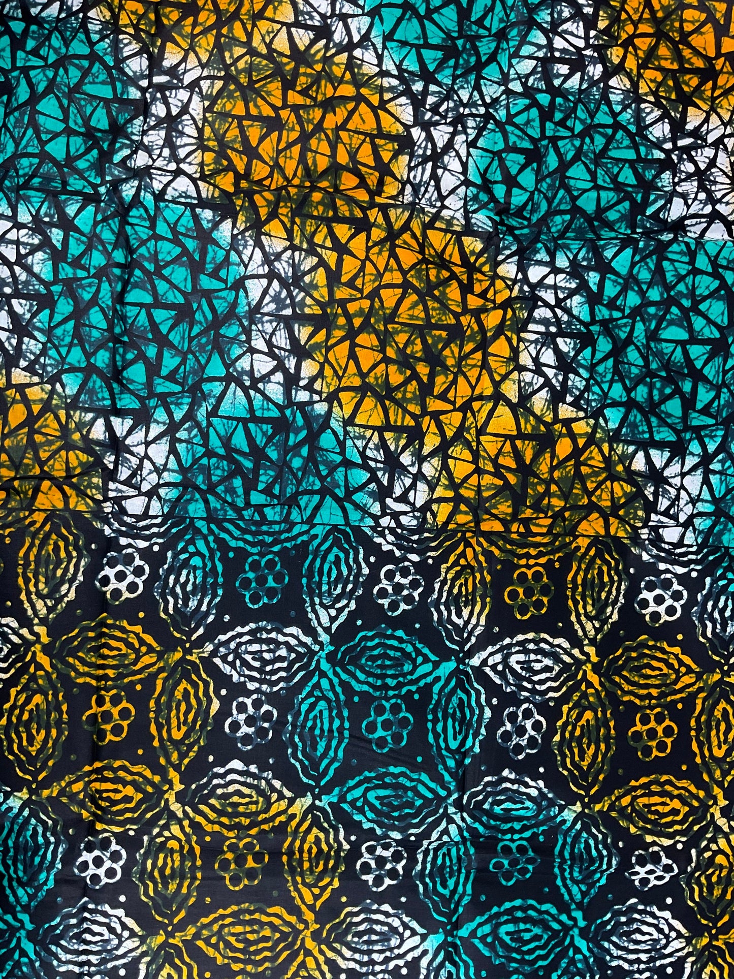 Green and orangeAfrican patched work fabric/ African prints/Wax print/ African headwrap/ African fabric for craft/ African clothing/ MK158