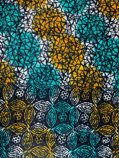 Green and orangeAfrican patched work fabric/ African prints/Wax print/ African headwrap/ African fabric for craft/ African clothing/ MK158