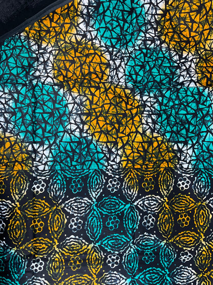 Green and orangeAfrican patched work fabric/ African prints/Wax print/ African headwrap/ African fabric for craft/ African clothing/ MK158