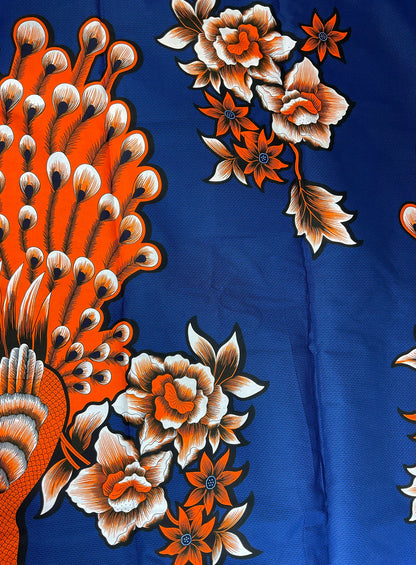 African fabric/ African prints/Wax print/ African headwrap/ African fabric for craft/ African clothing/ MK159/Peacock/Blue Fabric/African Cl