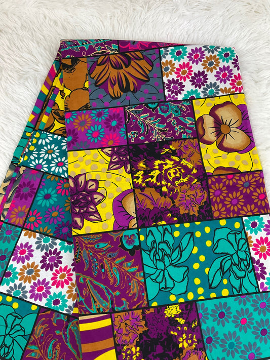 African Fabric/African prints/ Wine Wax print/Wine and blue African kente/ African fabric for sewing/ African clothing/MK853