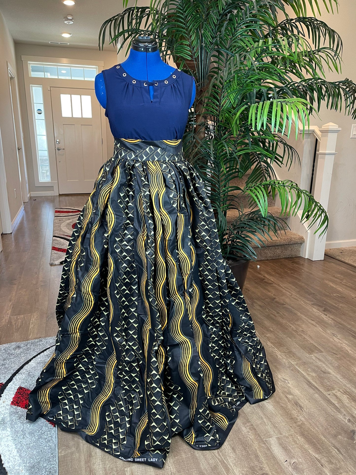 African Skirt/Ankara Skirt/Black and Gold Skirt/VA62