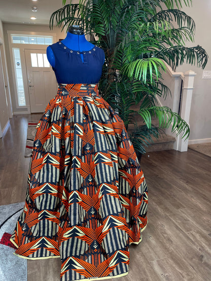 African clothing maxi skirt/ African women clothing/ Ankara maxi skirt/ African print skirt/ Ankara long skirt/ patched  skirt/fashion skirt
