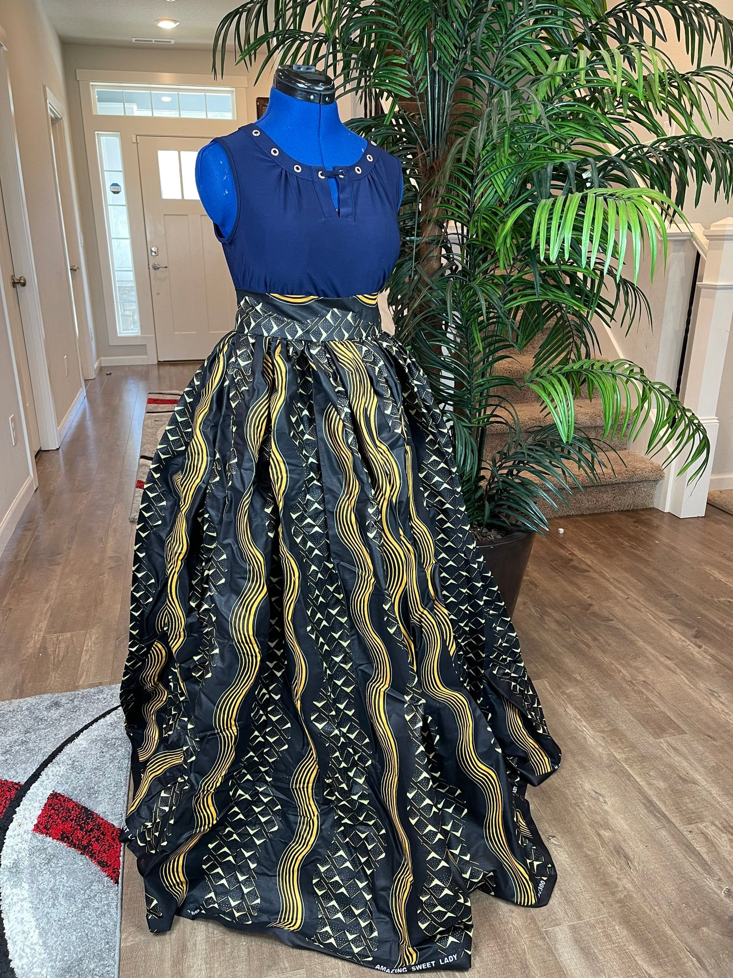 African Skirt/Ankara Skirt/Black and Gold Skirt/VA62