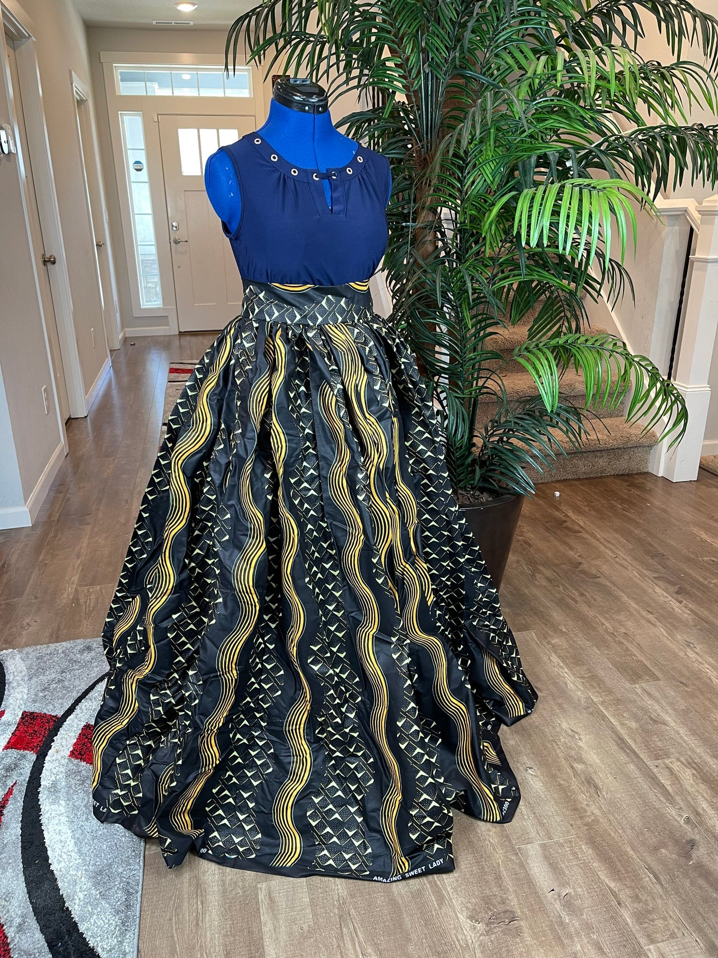 African Skirt/Ankara Skirt/Black and Gold Skirt/VA62