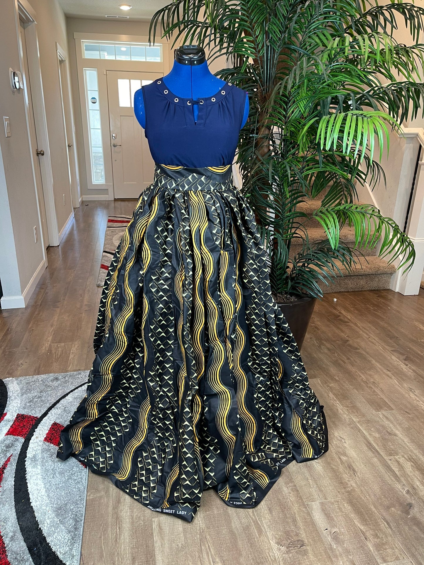 African Skirt/Ankara Skirt/Black and Gold Skirt/VA62