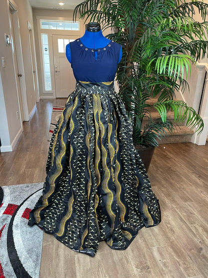 African Skirt/Ankara Skirt/Black and Gold Skirt/VA62