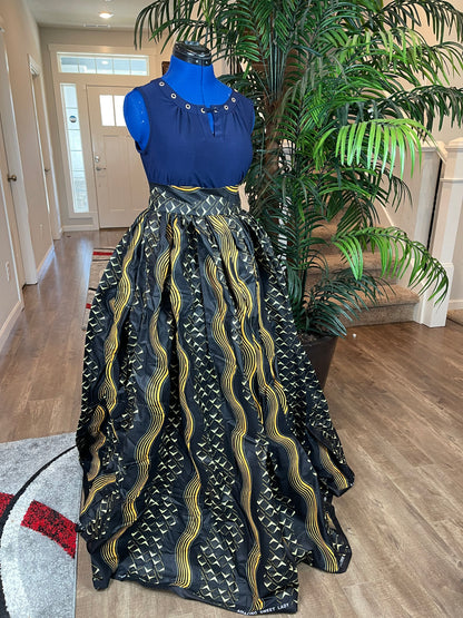 African Skirt/Ankara Skirt/Black and Gold Skirt/VA62