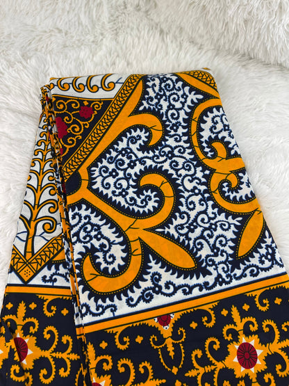 African Print fabric /Ankara-Brown,gold Floral Design/ By the yard/ African fabric for sale/Ankara 6 Yards/Kente Print/Wax Fabric/VY5
