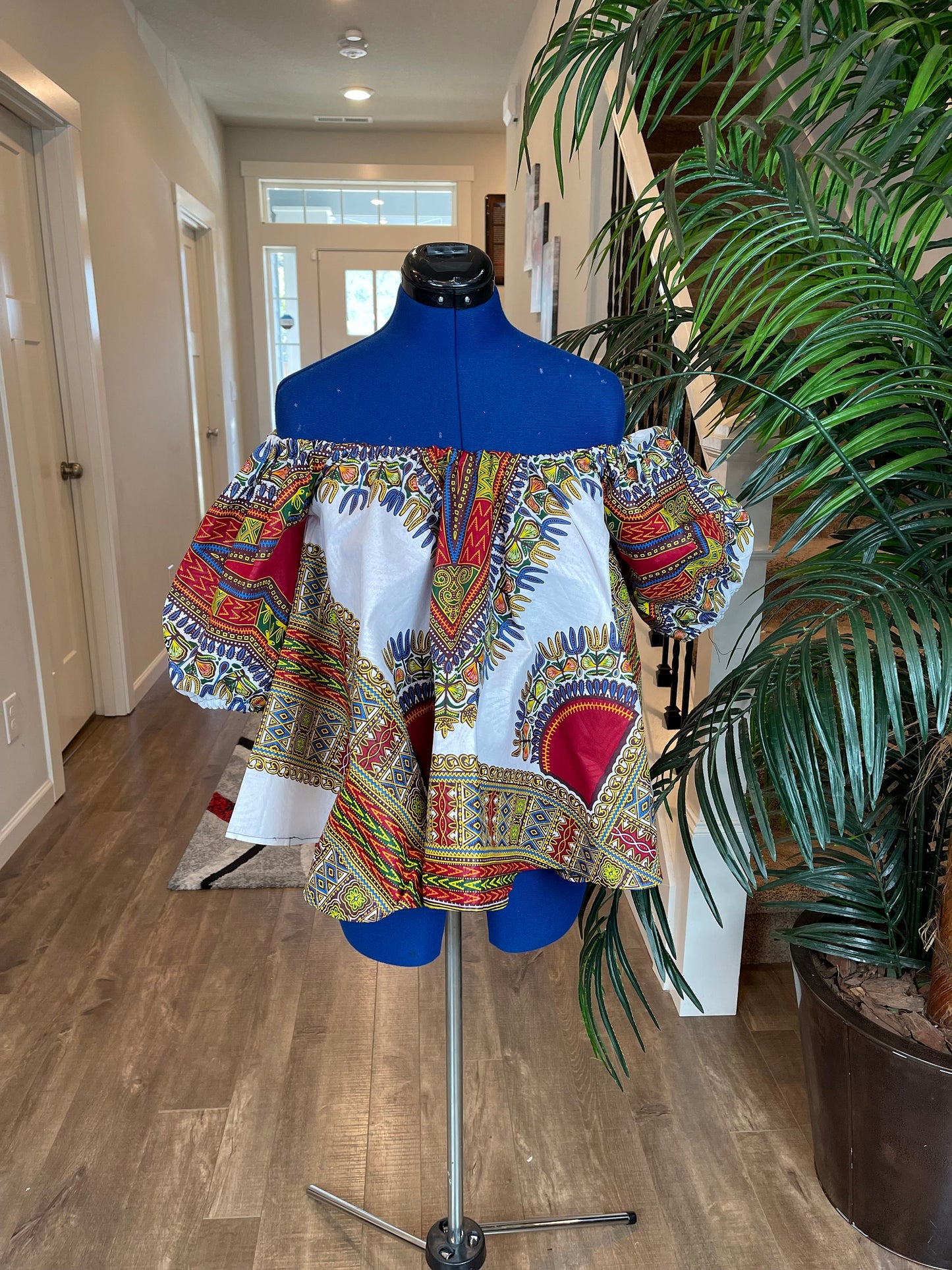 Full Flare Blouse With Puffed Sleeves/African Blouse/Loose Top Blouse/Draping Blouse/Ankara Blouse/ White Blouse/Casual Blouse/Oversized Top