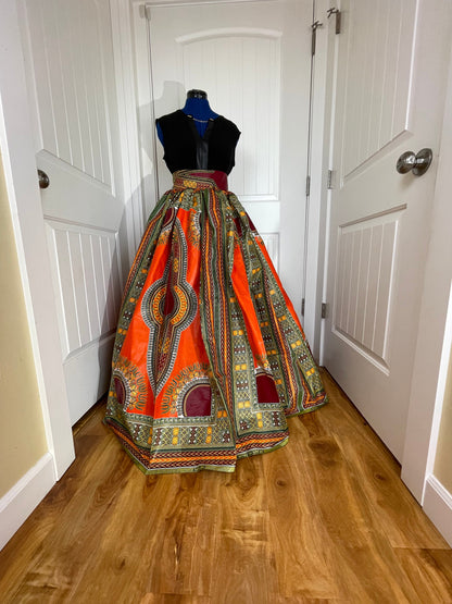 African skirt for sale/Ankara maxi skirt/Ethnic maxi skirt/Orange African maxi skirt/Danshiki maxi skirt/African long skirt/Maxi skirt/