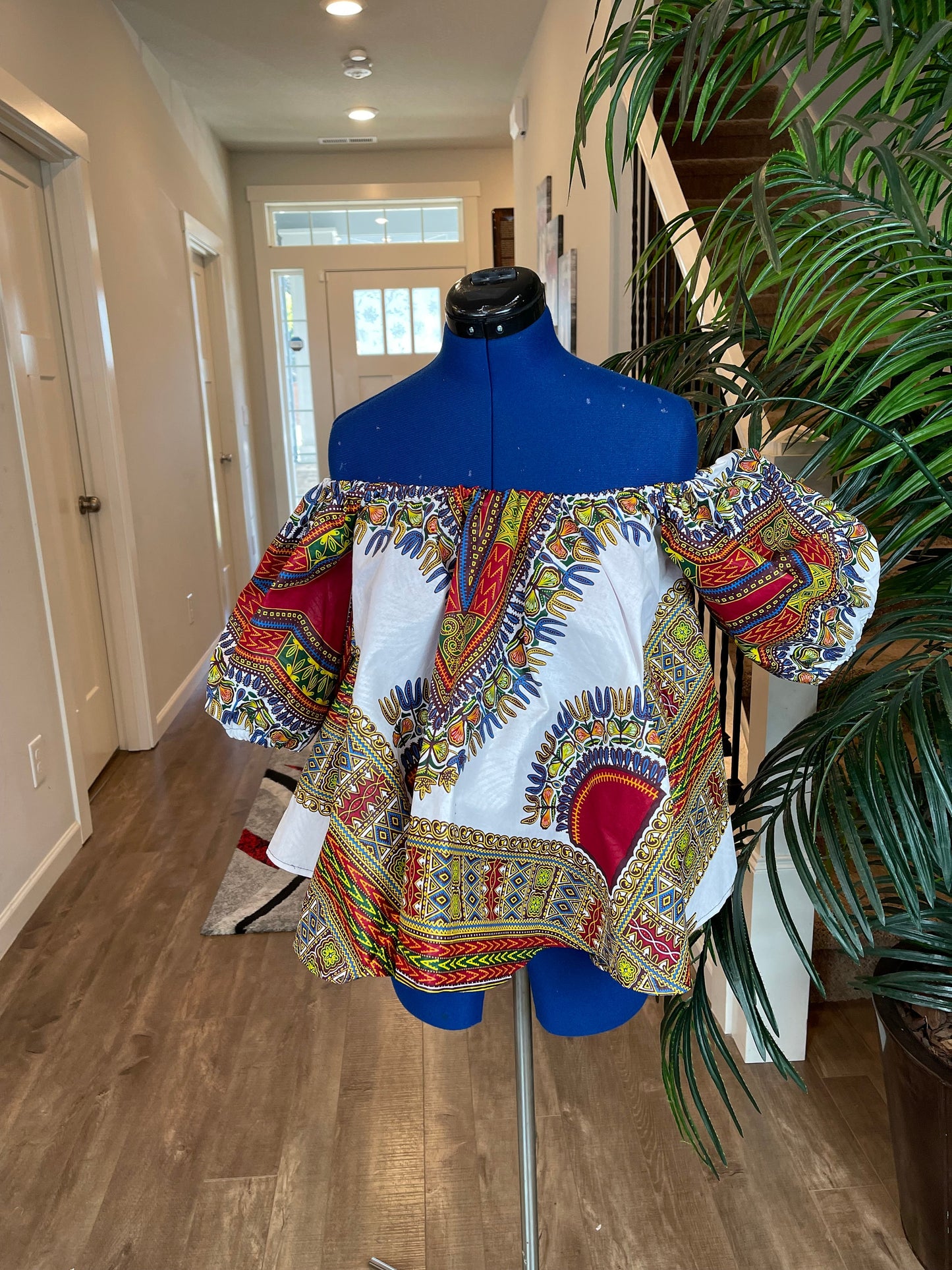 Full Flare Blouse With Puffed Sleeves/African Blouse/Loose Top Blouse/Draping Blouse/Ankara Blouse/ White Blouse/Casual Blouse/Oversized Top