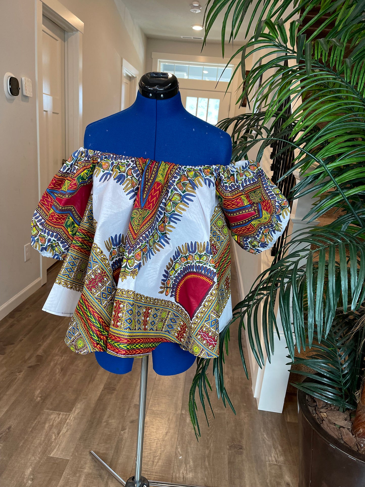 Full Flare Blouse With Puffed Sleeves/African Blouse/Loose Top Blouse/Draping Blouse/Ankara Blouse/ White Blouse/Casual Blouse/Oversized Top