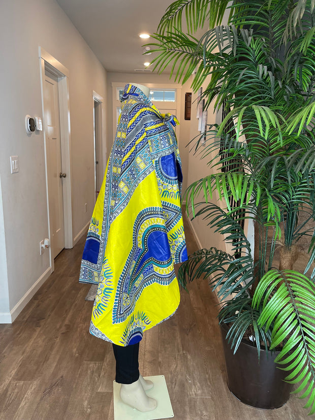 African Cape/Cape/Shoulder Cape/Cape Dress/Wedding Cape/Cape Pattern/African Clothing For Women/Plus Size Clothing/Dresses/Yellow Cape/Ankar