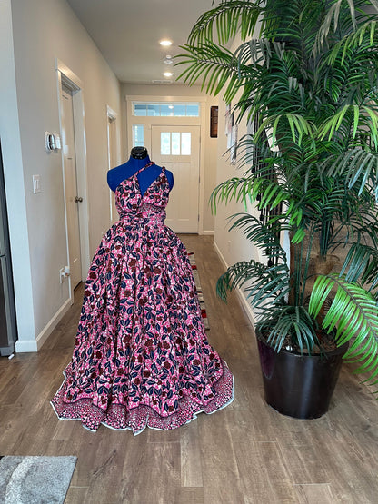 African clothing maxi dress/African fashion dress for women/African women clothing/African women full flare maxi dress with two pockets WP90