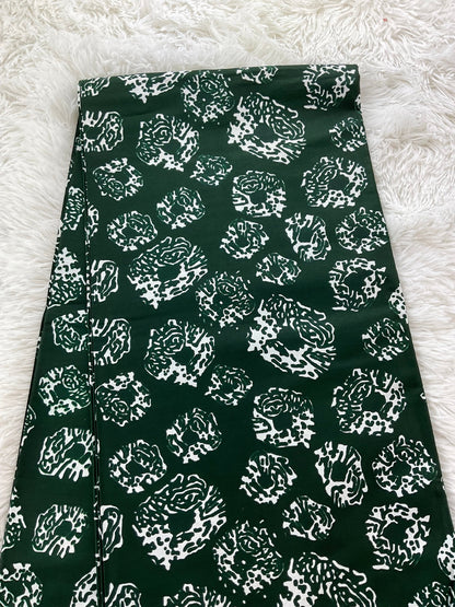 African Fabric/African Print Fabric/Ankara-Green and ivory Fabric/African Art/Fabric/African Skirt/Fabric Bundle/Fabric Scraps/Wa/MK901