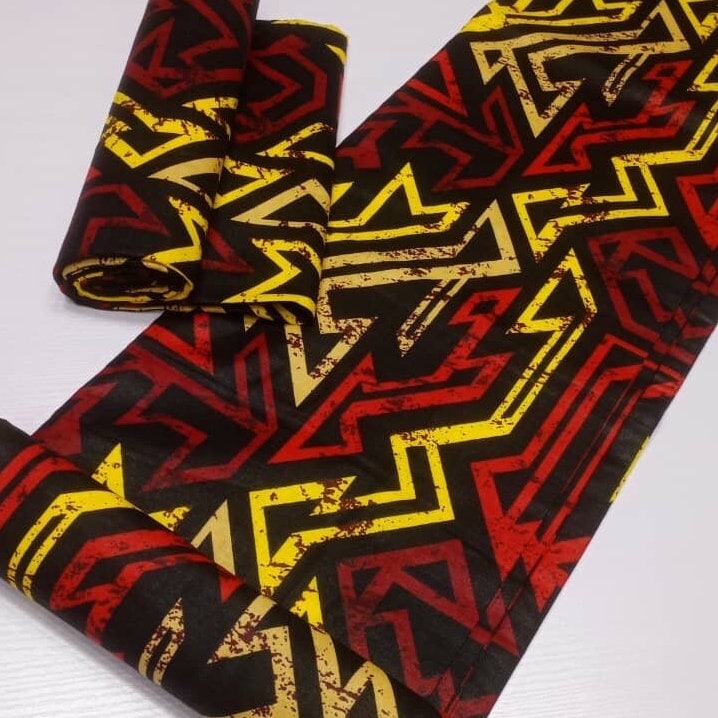 African Fabric/African Print Fabric/Ankara-Red and Yellow Fabric /MK195/Mudcloth Fabric/African Fabric 6 Yards/BY The Yard/Ankara Fabric/