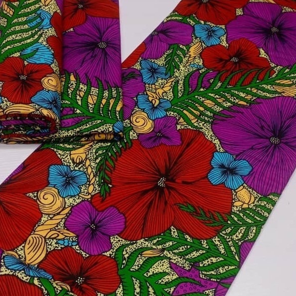 African Fabric/African prints/ Ankara fabric/ Wax print/ African fabric for decor/ African fabric for crafts/African headwrap/MK670h/Blue,Re