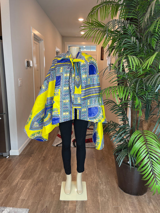 African Cape/Cape/Shoulder Cape/Cape Dress/Wedding Cape/Cape Pattern/African Clothing For Women/Plus Size Clothing/Dresses/Yellow Cape/Ankar