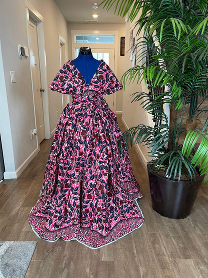 African clothing maxi dress/African fashion dress for women/African women clothing/African women full flare maxi dress with two pockets WP90