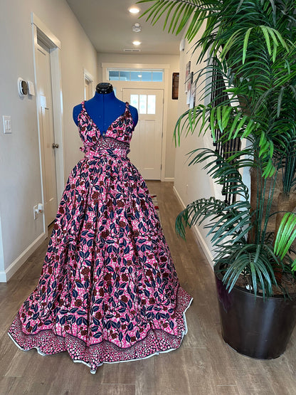 African clothing maxi dress/African fashion dress for women/African women clothing/African women full flare maxi dress with two pockets WP90