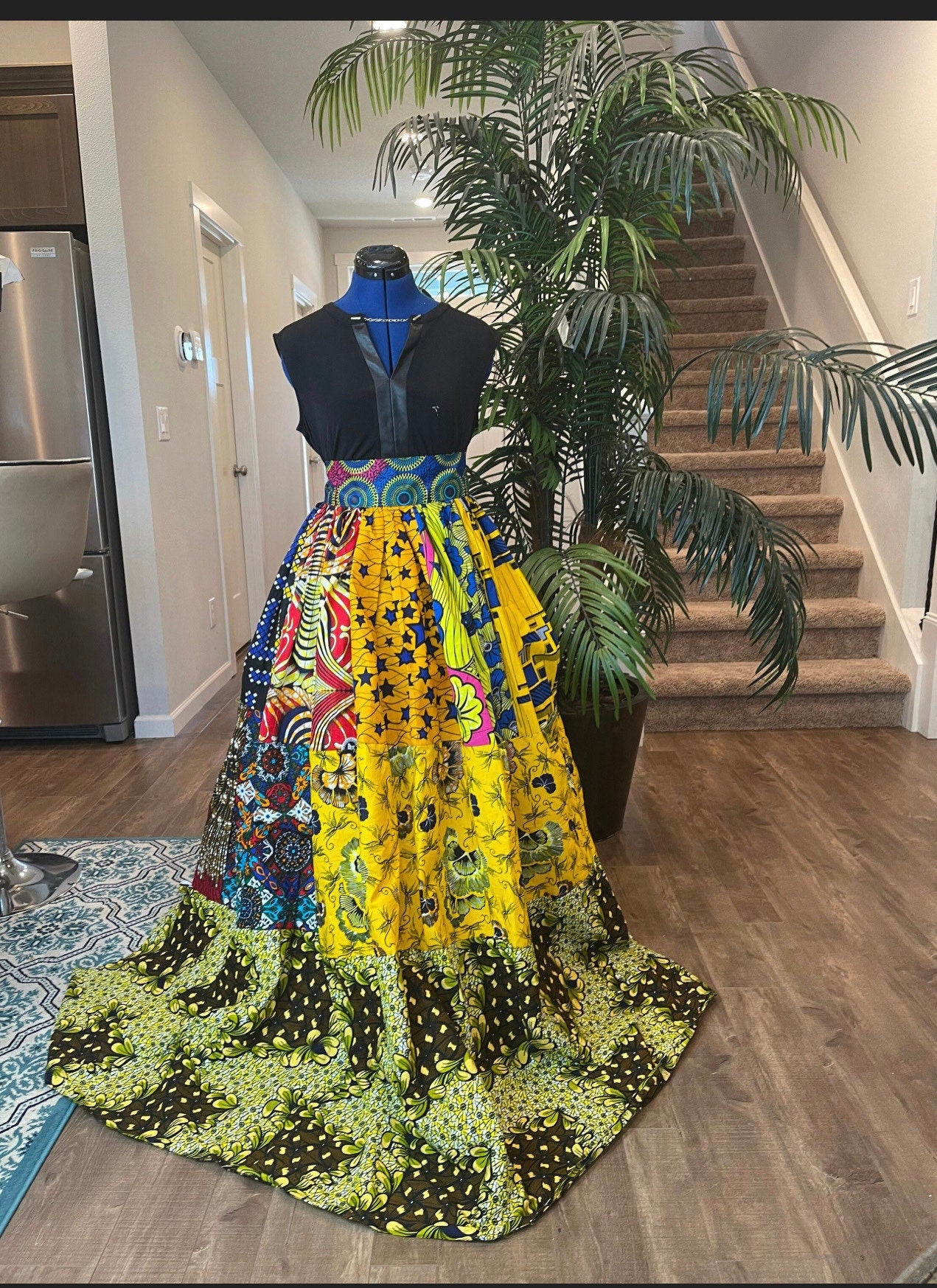 African Skirt With Pockets/Ankara Skirt/Maxi Skirt/VA43