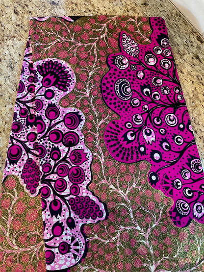 Pink and gold African Fabric/African prints/ Ankara fabric/ African fabric by the yard/ Wax prints/ African fabric for apparels/ African