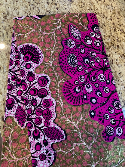 Pink and gold African Fabric/African prints/ Ankara fabric/ African fabric by the yard/ Wax prints/ African fabric for apparels/ African