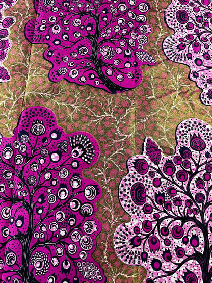Pink and gold African Fabric/African prints/ Ankara fabric/ African fabric by the yard/ Wax prints/ African fabric for apparels/ African