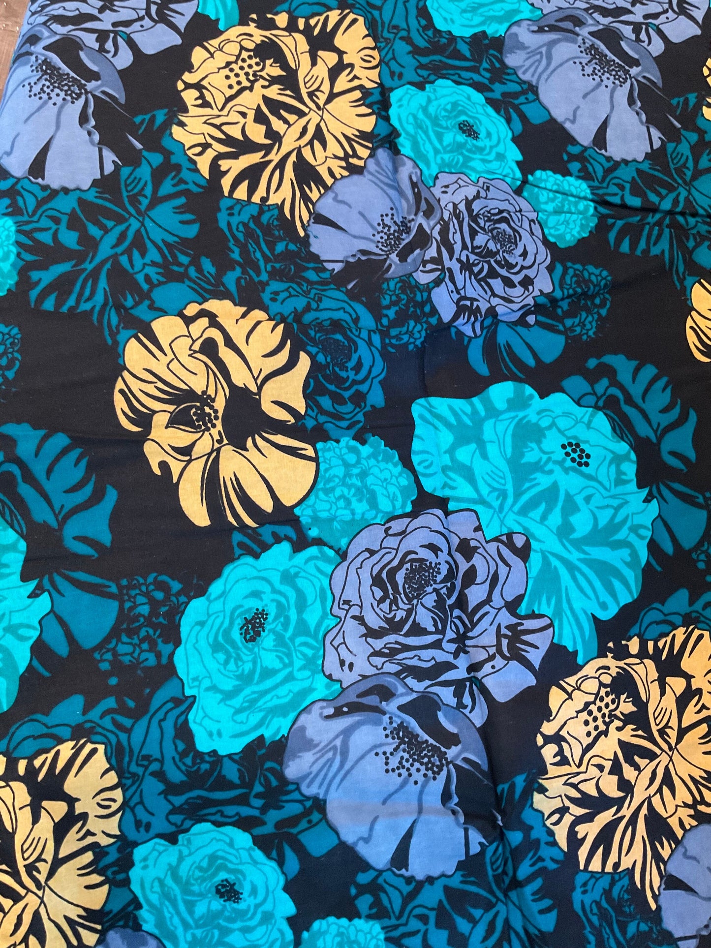 Teal African Fabric / African prints/Wax print/ African headwrap/ African fabric for craft/ African clothing/ MK125/Ankara Fabric/Sold By Th