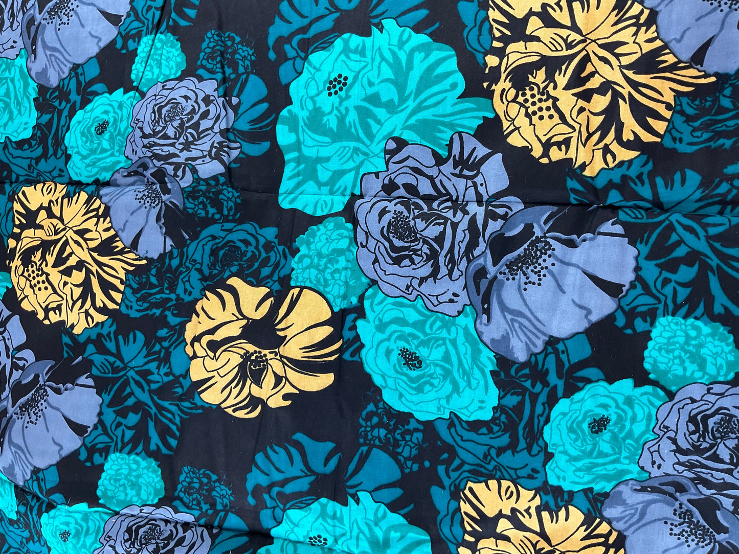 Teal African Fabric / African prints/Wax print/ African headwrap/ African fabric for craft/ African clothing/ MK125/Ankara Fabric/Sold By Th