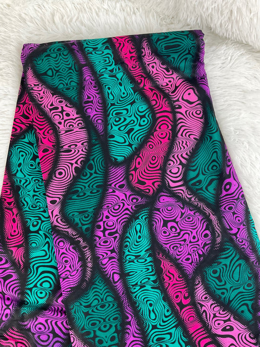 African Fabric/African prints/ Ankara fabric/ African fabric per yard/ Pink and Teal Fabric/FG09