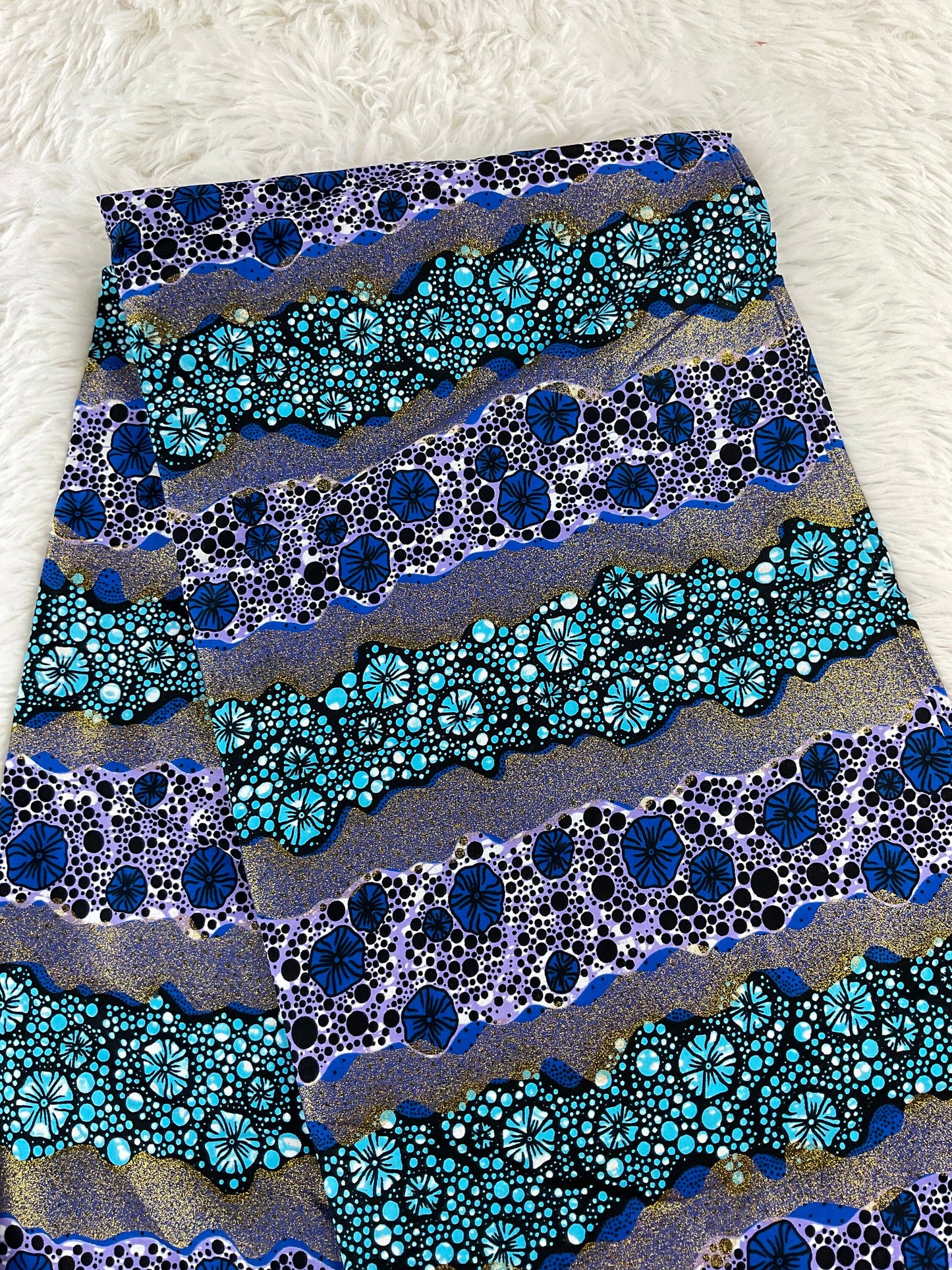 Blue African Fabric/African prints/ Ankara fabric/ Wax print/ African fabric for decor/ African fabric for crafts/African/MK437s/Gold touch