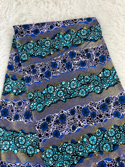 Blue African Fabric/African prints/ Ankara fabric/ Wax print/ African fabric for decor/ African fabric for crafts/African/MK437s/Gold touch