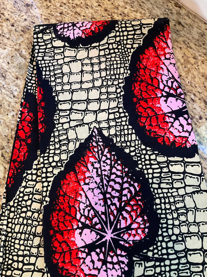 African Fabric/African prints/ Ankara fabric/ African wax/Hollandais/Red,Cream and Black Floral African fabric/ African fabric 6 yards/FG69
