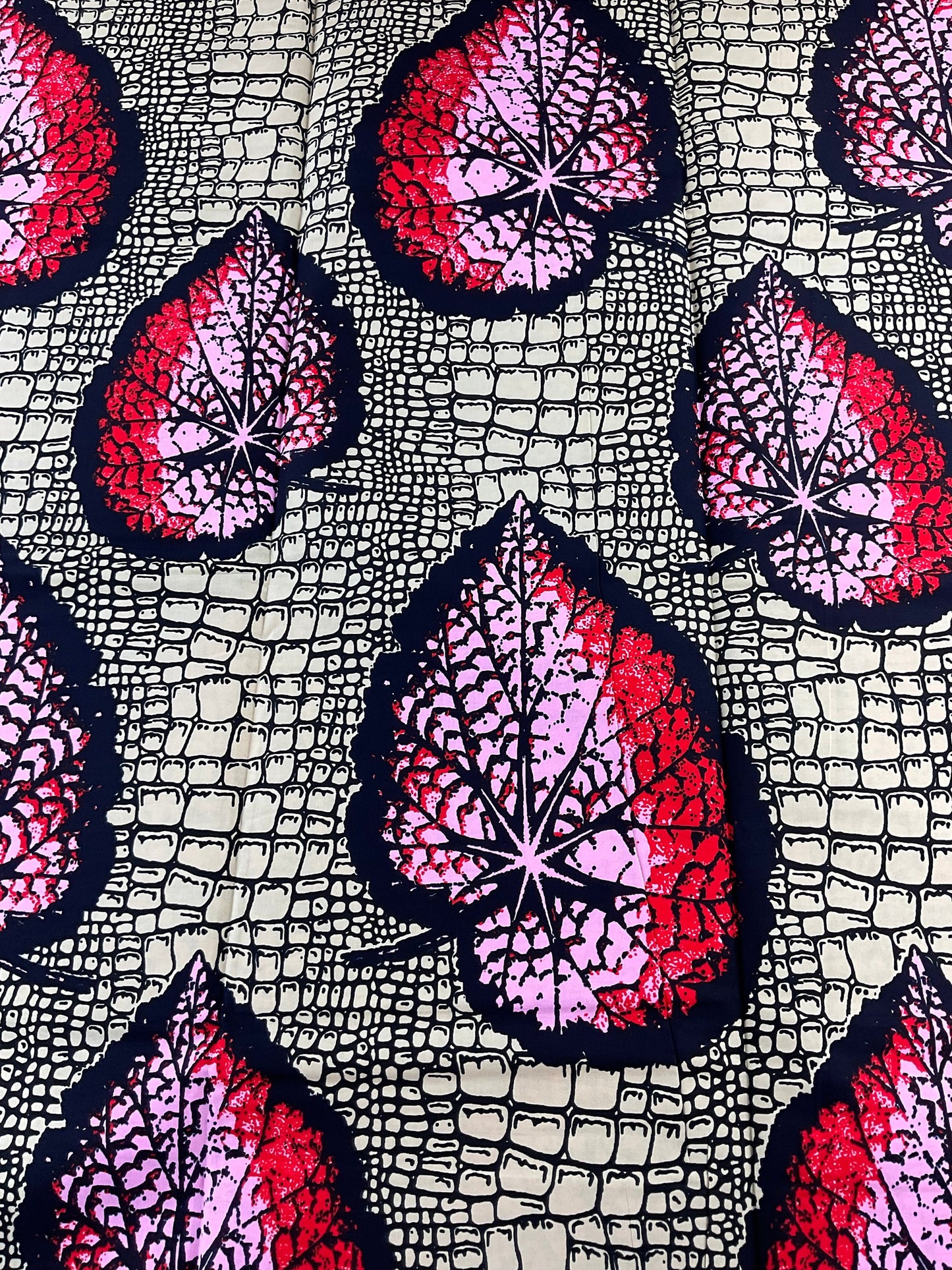 African Fabric/African prints/ Ankara fabric/ African wax/Hollandais/Red,Cream and Black Floral African fabric/ African fabric 6 yards/FG69