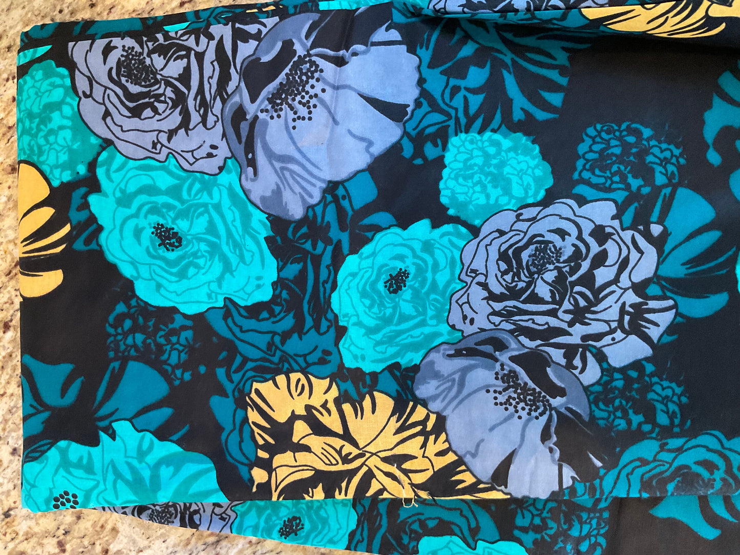 Teal African Fabric / African prints/Wax print/ African headwrap/ African fabric for craft/ African clothing/ MK125/Ankara Fabric/Sold By Th
