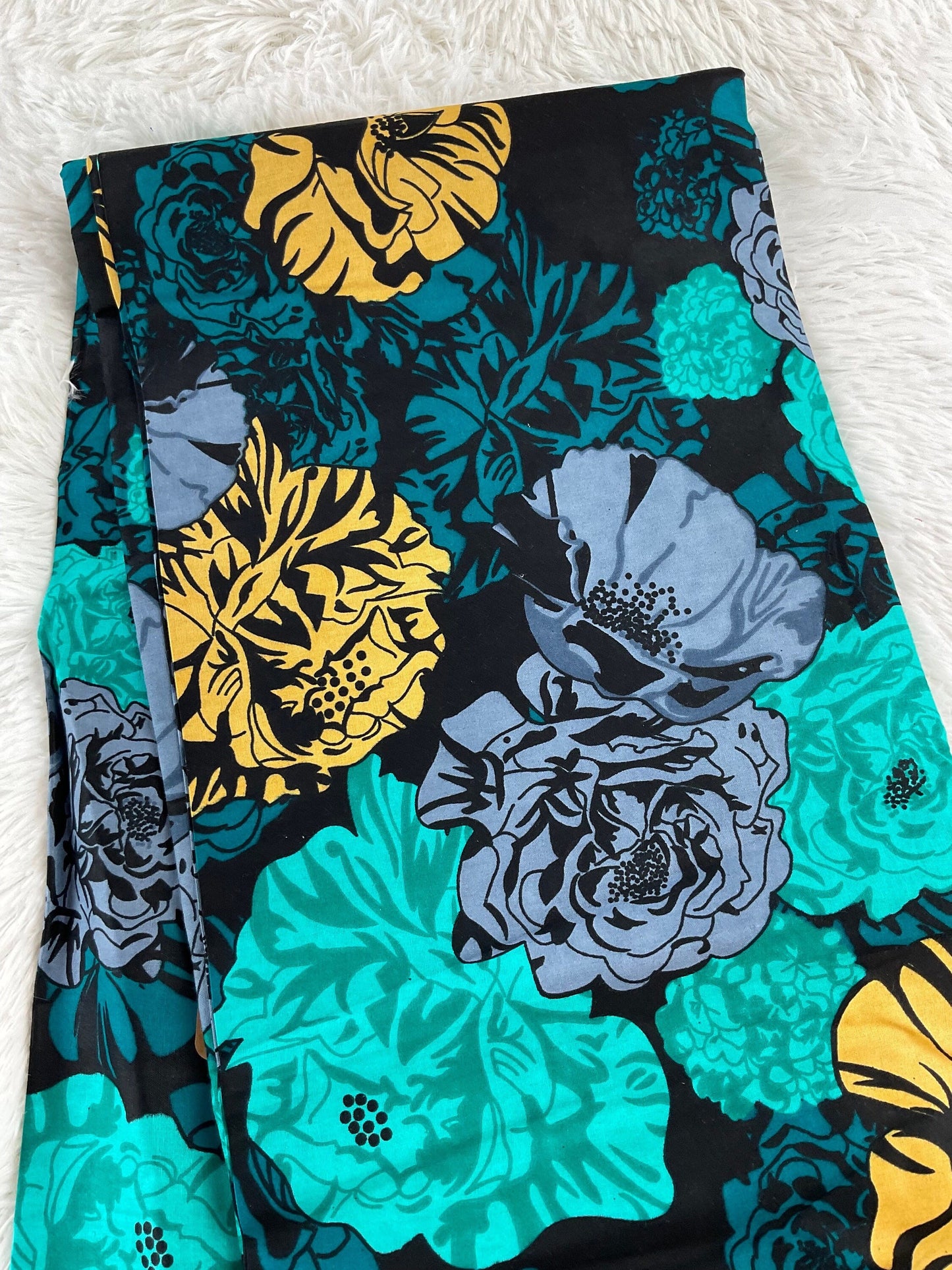 Teal African Fabric / African prints/Wax print/ African headwrap/ African fabric for craft/ African clothing/ MK125/Ankara Fabric/Sold By Th