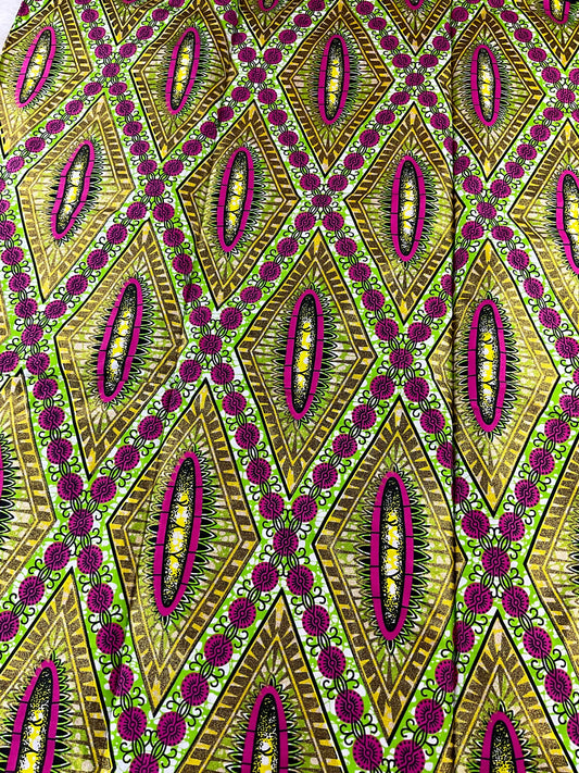 African Fabric/African prints/ Ankara fabric/ African wax/Hollandais/African fabric/ Pink and Green Color/African Fabric/MK439q