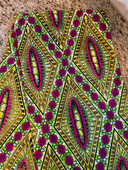 African Fabric/African prints/ Ankara fabric/ African wax/Hollandais/African fabric/ Pink and Green Color/African Fabric/MK439q